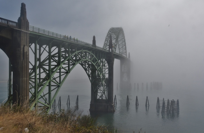 Yaquina Bay Bridge in fog